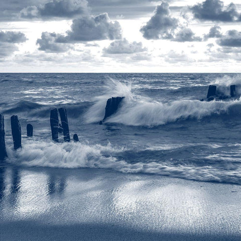 Against The Waves Black Modern Wood Framed Art Print with Double Matting by Kimberly, Allen