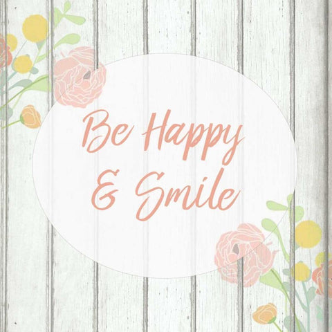 Be Happy and Smile Gold Ornate Wood Framed Art Print with Double Matting by Allen, Kimberly