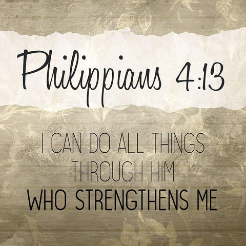 Philippians 4 13 Cream Black Modern Wood Framed Art Print with Double Matting by Kimberly, Allen