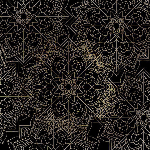 Mandala Gold 1 White Modern Wood Framed Art Print with Double Matting by Kimberly, Allen