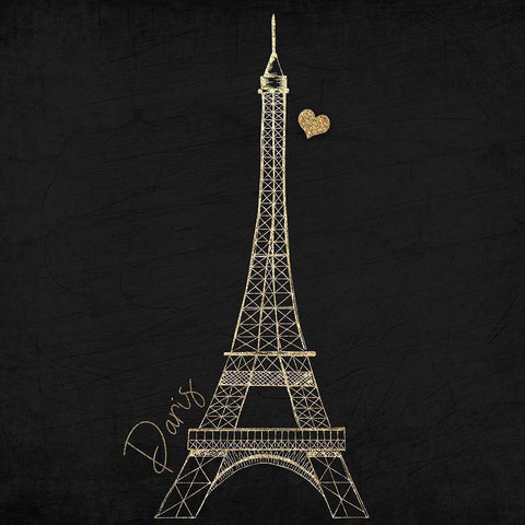 Paris Gold 1 Black Modern Wood Framed Art Print by Kimberly, Allen