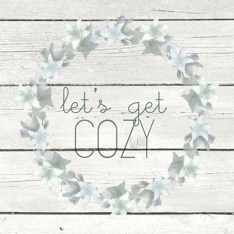 Cozy Wreath White Modern Wood Framed Art Print with Double Matting by Kimberly, Allen