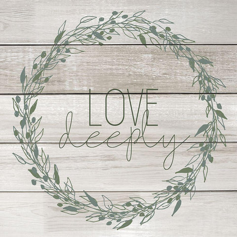 Love Deeply Wreath Black Modern Wood Framed Art Print by Kimberly, Allen