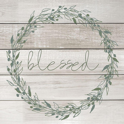 Blessed Wreath Gold Ornate Wood Framed Art Print with Double Matting by Kimberly, Allen
