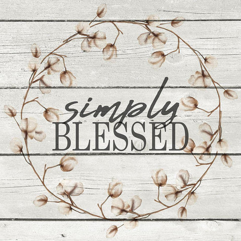Simply Blessed Wreath Black Modern Wood Framed Art Print by Kimberly, Allen