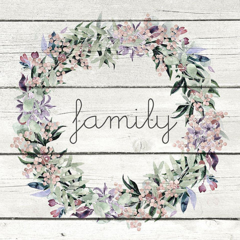 Family Wreath Gold Ornate Wood Framed Art Print with Double Matting by Kimberly, Allen