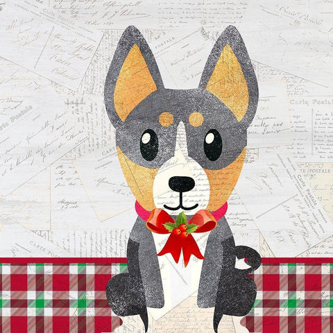 Christmas Woof 4 Gold Ornate Wood Framed Art Print with Double Matting by Kimberly, Allen