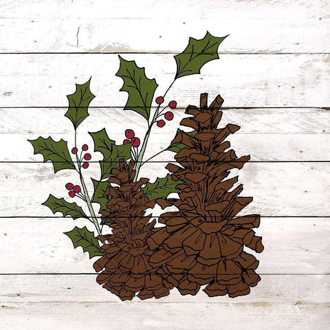 Pinecone Christmas 1 Gold Ornate Wood Framed Art Print with Double Matting by Kimberly, Allen