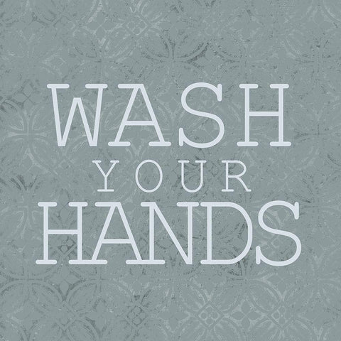 Wash Your Hands White Modern Wood Framed Art Print with Double Matting by Kimberly, Allen