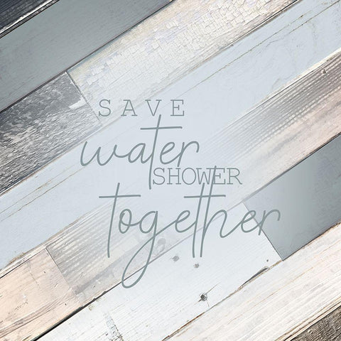 Save Water White Modern Wood Framed Art Print by Kimberly, Allen