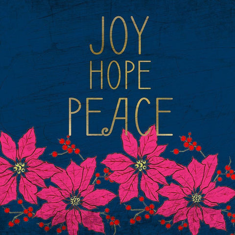 JOY HOPE PEACE Black Modern Wood Framed Art Print with Double Matting by Kimberly, Allen