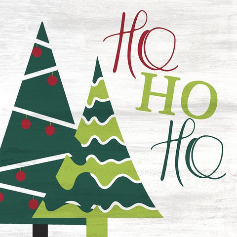 Ho Ho Ho Trees White Modern Wood Framed Art Print with Double Matting by Kimberly, Allen