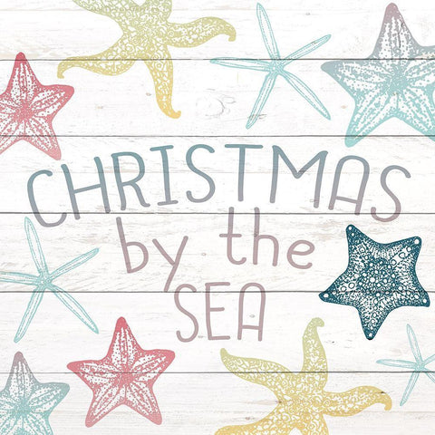 Christmas by The Sea Black Ornate Wood Framed Art Print with Double Matting by Kimberly, Allen