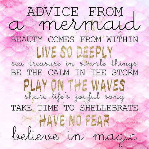 Advice From a Mermaid White Modern Wood Framed Art Print with Double Matting by Kimberly, Allen