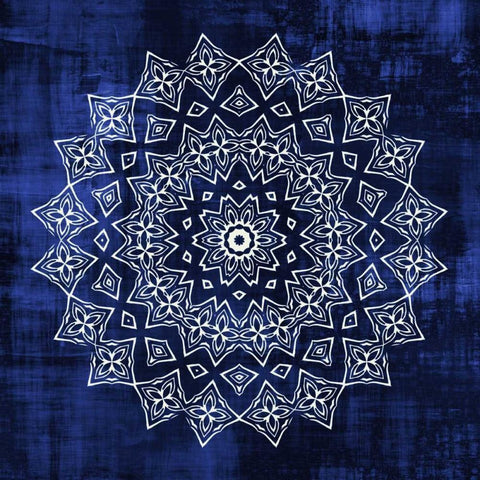 Indigo Mandala 2 Black Modern Wood Framed Art Print with Double Matting by Allen, Kimberly