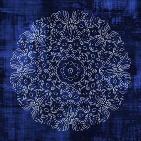 Indigo Mandala 3 Black Ornate Wood Framed Art Print with Double Matting by Allen, Kimberly