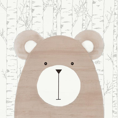Woodland Friends 1 Black Modern Wood Framed Art Print with Double Matting by Kimberly, Allen
