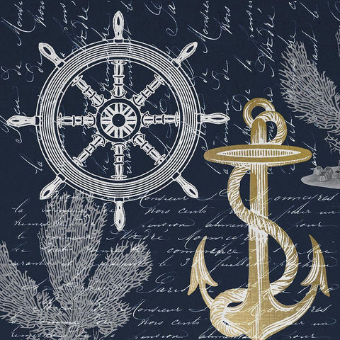 Sea Letters 2 Black Ornate Wood Framed Art Print with Double Matting by Kimberly, Allen