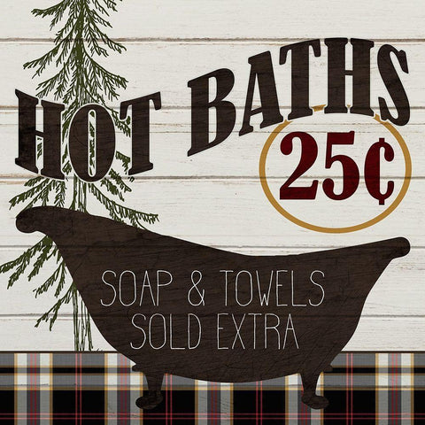 Hot Baths Black Modern Wood Framed Art Print with Double Matting by Kimberly, Allen