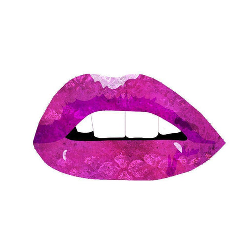 Pink Lips 3 White Modern Wood Framed Art Print by Kimberly, Allen