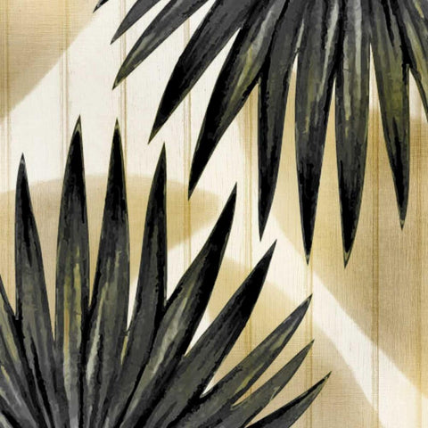 Tropical Leaves Golden 2 Black Modern Wood Framed Art Print with Double Matting by Allen, Kimberly