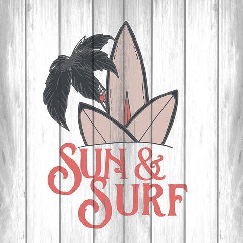 Sun and Surf White Modern Wood Framed Art Print by Kimberly, Allen