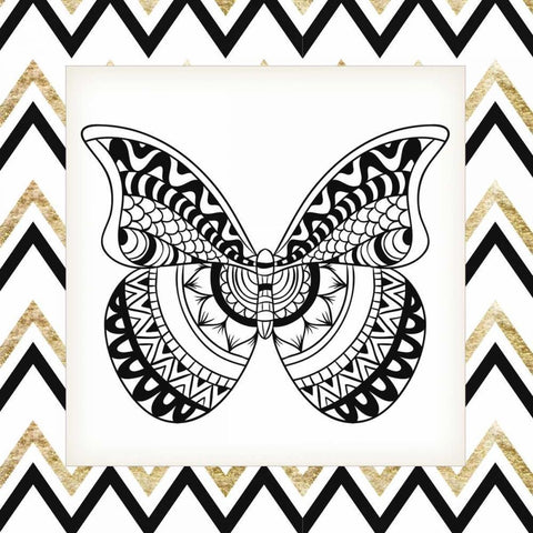 Zig Zag Butterfly 1 Gold Ornate Wood Framed Art Print with Double Matting by Allen, Kimberly