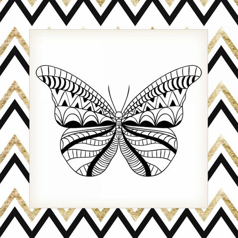 Zig Zag Butterfly 2 Black Ornate Wood Framed Art Print with Double Matting by Allen, Kimberly