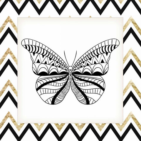 Zig Zag Butterfly 2 Black Modern Wood Framed Art Print by Allen, Kimberly
