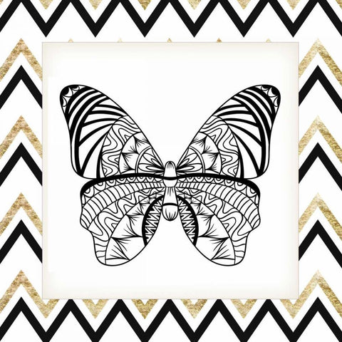 Zig Zag Butterfly 3 Gold Ornate Wood Framed Art Print with Double Matting by Allen, Kimberly