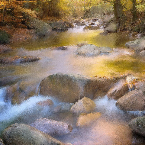 River Run White Modern Wood Framed Art Print with Double Matting by Kimberly, Allen