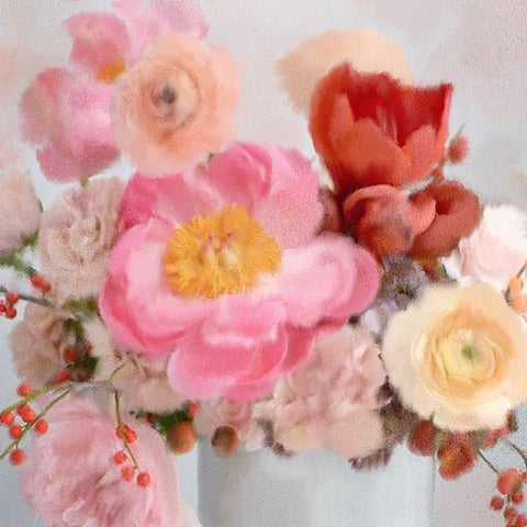 Summer Bouquet Black Ornate Wood Framed Art Print with Double Matting by Kimberly, Allen