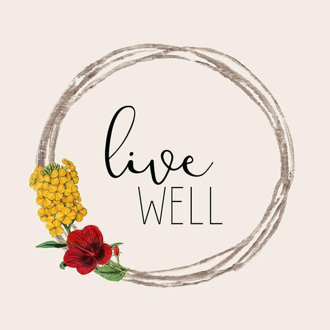 Live Well 3 White Modern Wood Framed Art Print by Kimberly, Allen
