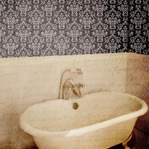 Damask Bath 1 Black Modern Wood Framed Art Print with Double Matting by Kimberly, Allen