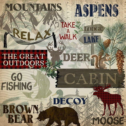 Rustic Lodge White Modern Wood Framed Art Print with Double Matting by Kimberly, Allen