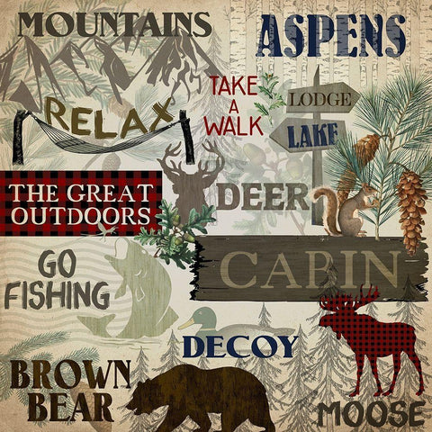 Rustic Lodge Gold Ornate Wood Framed Art Print with Double Matting by Kimberly, Allen