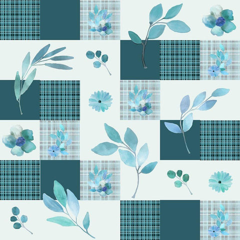 Blue Hues Full Pattern White Modern Wood Framed Art Print by Kimberly, Allen