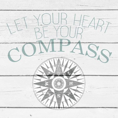 Your Compass and Anchor 2 White Modern Wood Framed Art Print with Double Matting by Kimberly, Allen