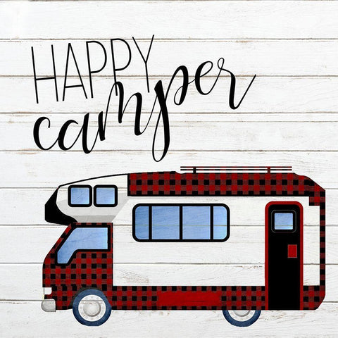 Happy Camper 2 White Modern Wood Framed Art Print by Kimberly, Allen