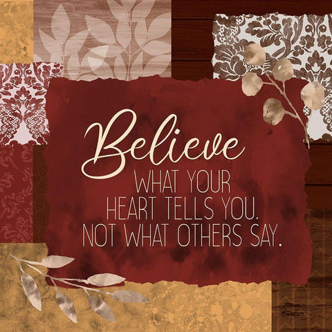 Believe What Your Heart Spice Square White Modern Wood Framed Art Print by Kimberly, Allen