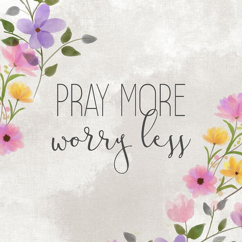 Pray More White Modern Wood Framed Art Print by Kimberly, Allen