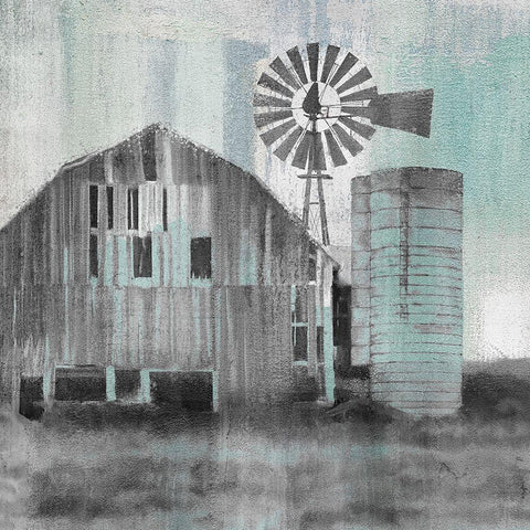 At the Barn White Modern Wood Framed Art Print with Double Matting by Kimberly, Allen