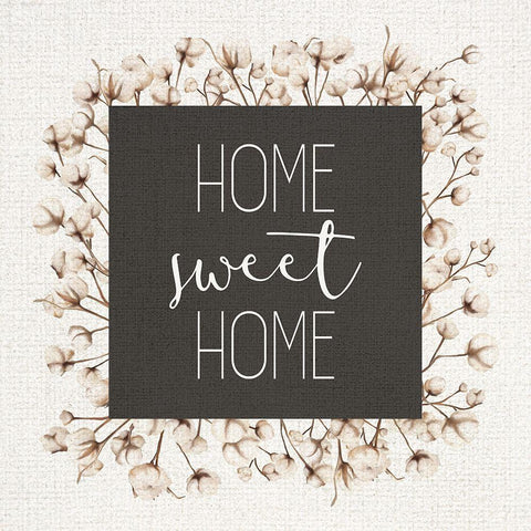 Home Sweet Home Cotton White Modern Wood Framed Art Print with Double Matting by Kimberly, Allen