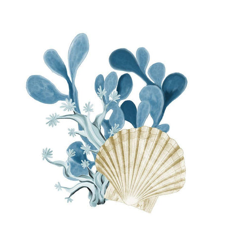 Coastal Coral 5 White Modern Wood Framed Art Print by Kimberly, Allen