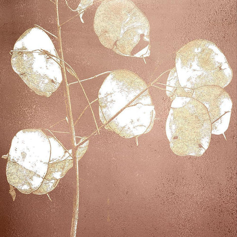 Rose Gold Leaves 1 White Modern Wood Framed Art Print by Kimberly, Allen