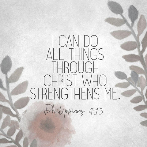 I Can Do All Things Floral Black Modern Wood Framed Art Print by Kimberly, Allen