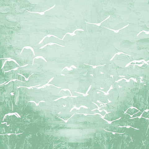 Flock 1 Black Modern Wood Framed Art Print with Double Matting by Kimberly, Allen