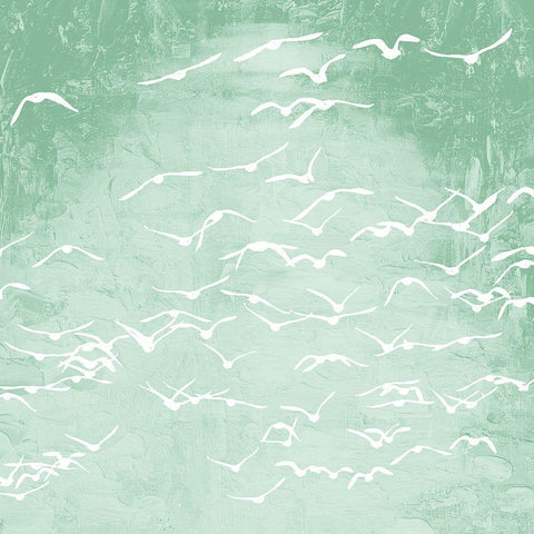 Flock 2 White Modern Wood Framed Art Print by Kimberly, Allen