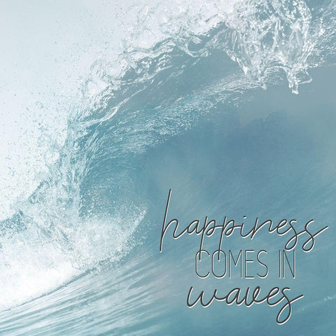 Happiness Waves Black Modern Wood Framed Art Print by Kimberly, Allen