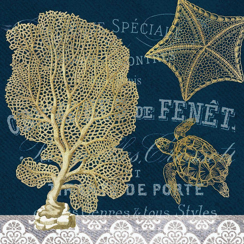Azure Coastal 3 Gold Ornate Wood Framed Art Print with Double Matting by Kimberly, Allen